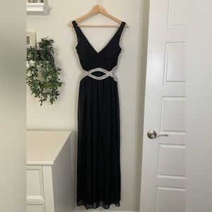Xtraordinary Junior’s Prom Dress - Black with Rhinestone Cutouts - Size 9